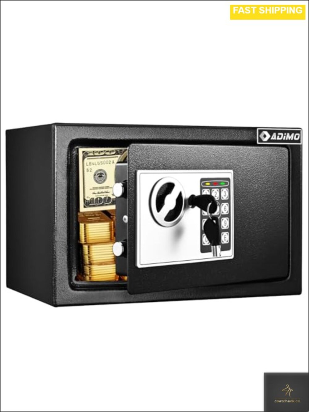 Steel Safe Box with Fireproof Waterproof Bag Wall Mount Keys Passcode 0.5 Cu Ft